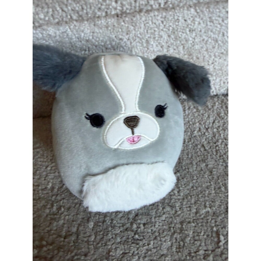 Orignial Squishamllow  Gray Plush Dog- Soft Huggable Stuffed Animal